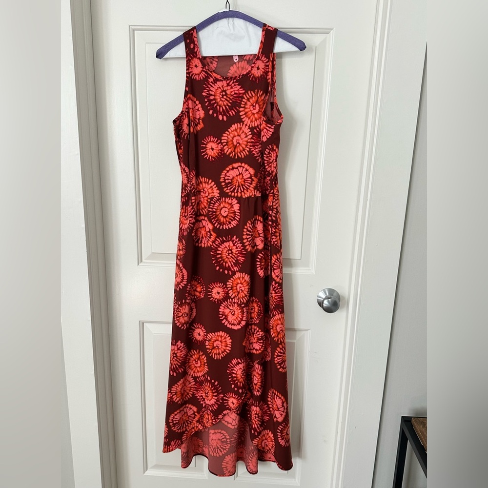 Floral Red Sleeveless Dress